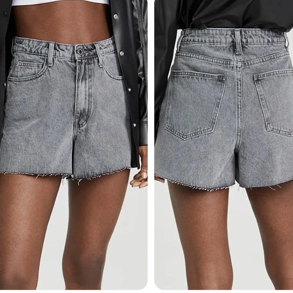 WeWoreWhat The Boyfriend Denim Shorts in Washed Gray